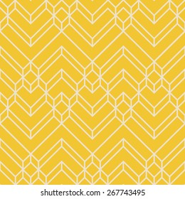 Abstract Yellow & White Retro Chevron Geometric Pattern