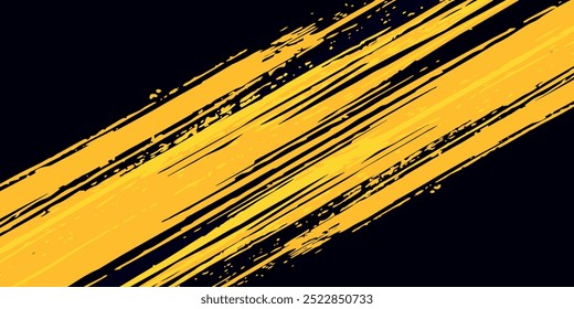 Abstrakter gelb-blauer Rahmen auf dunklem Hintergrund. Sportliches Design im Grunge-Stil. Illustration für Sport, Leichtathletik, Training, Training, etc.