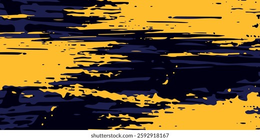 Abstract yellow-blue frame on a dark background. Sporty design in grunge style. Illustration for sports, athletics, training, workout, etc.