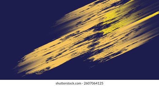 Abstract yellow-blue frame on a dark background. Sporty design in grunge style. Illustration for sports, athletics, training, workout