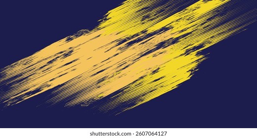 Abstract yellow-blue frame on a dark background. Sporty design in grunge style. Illustration for sports, athletics, training, workout