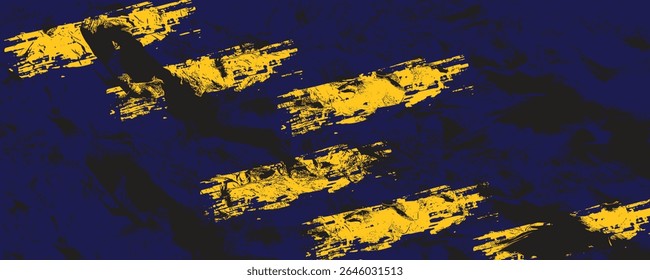Abstract yellow-blue frame on a dark background. Sporty design in grunge style. vector Illustration for sports.modern.
