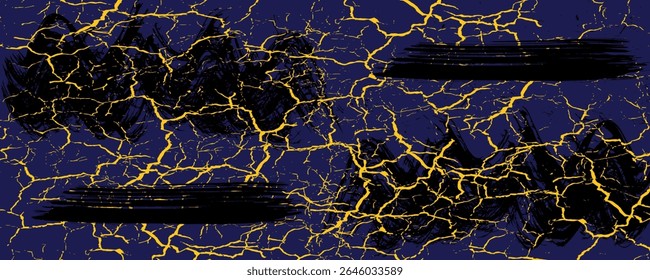 Abstractas marco amarillo-azul sobre un fondo oscuro. Diseño deportivo en estilo grunge. Ilustración vectorial para deportistas.
