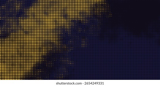 Abstract yellow-blue frame on a dark background. Sporty design in grunge style. Illustration for sports