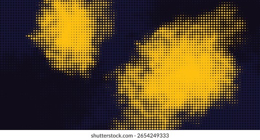 Abstract yellow-blue frame on a dark background. Sporty design in grunge style. Illustration for sports