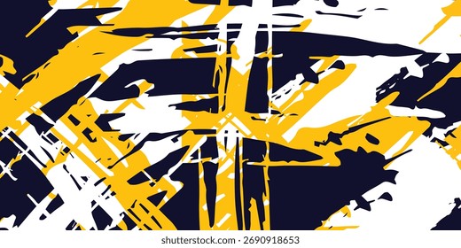Abstract yellow-blue frame on a dark background. Sporty design in grunge style. Illustration for sports, athletics, training, workout, etc.