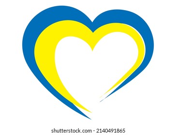 Abstract yellow-blue heart in the colors of the Ukrainian flag. No war, Save Ukraine. Anti-war vector pattern.