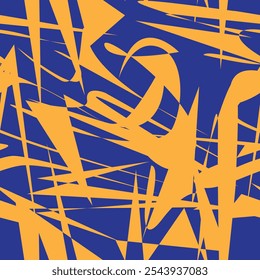 Modelo inconsútil amarillo-azul abstracto en un fondo azul, Ilustración vectorial para el diseño de sus impresiones en telas, Fondos de pantalla y cubiertas