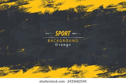 Abstract yellow-gray frame. Sports design on a dark background in grunge style. Illustration for sports, athletics, workout, etc.