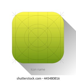 Abstract yellow-green app icon, blank button template with flat designed shadow and gradient background for internet sites, web user interfaces (UI) and applications (apps). Vector illustration.