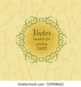 Abstract yellow-green pattern, floral background. Illustration Vector template can be used for greeting  and business cards, brochures, covers, invitation, save the date