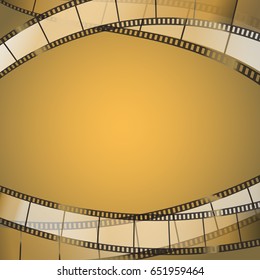 abstract yellowish cinema background with film strips. vector illustration