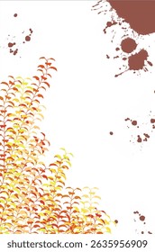 Abstract yellow-orange leaf scale pattern with brown splatter. Modern artistic texture for backgrounds, design elements, and creative projects.