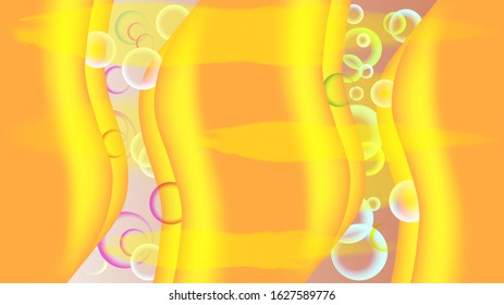 Abstract yellow-orange shapes with transparent bubbles and spots EPS10