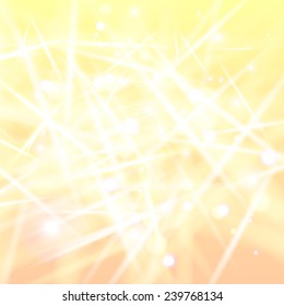 Abstract yellow-pink background with glares like as crystals of ice at sunrise