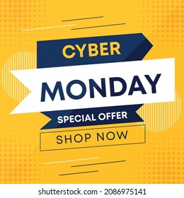 Abstract yellows Cyber Monday sale social Media Post template