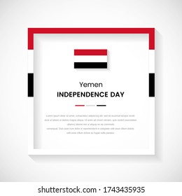 Abstract Yemen flag square frame stock illustration. Classic country frame with text for Independence day of Yemen