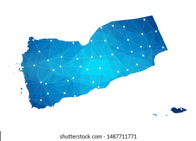 Abstract Yemen Map geometric rumpled triangular low poly style gradient graphic on white background , line dots polygonal design for your . Vector illustration eps 10