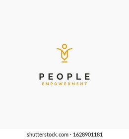 abstract yet luxurious people rise his or her hand logo designs icon