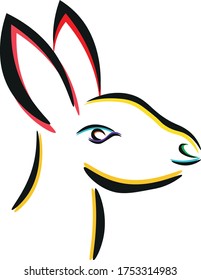 Abstract yet minimalistic colourful kangaroo vector.