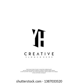 abstract YH logo letter in shadow shape design concept