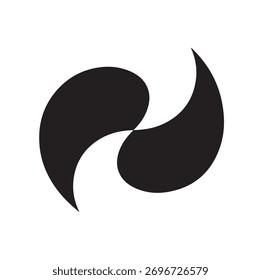 Abstract Yin Yang Fluid Vector Logo Modern Two Sided Swirl Shape for Balance Harmony and Zen Wellness Business Branding Identity