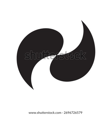 Abstract Yin Yang Fluid Vector Logo Modern Two Sided Swirl Shape for Balance Harmony and Zen Wellness Business Branding Identity