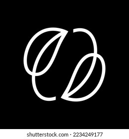 abstract yin and yang leaf art logo vector design in black and white color