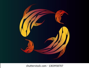 abstract yin yang and pisces design