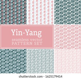 Abstract yin yang seamless vector pattern set.