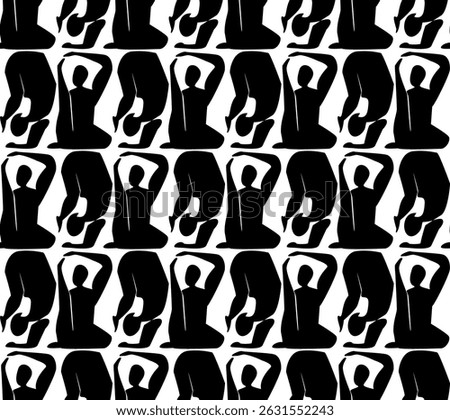 abstract yoga figures seamless pattern, vector illustration endless repeat texture
