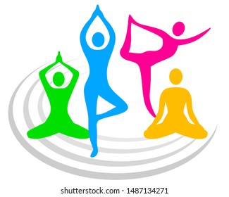 Abstract Yoga group vector illustration 