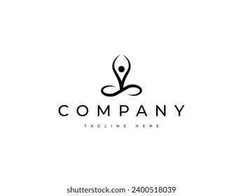 abstract yoga human line logo design
