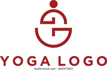 Abstract yoga human linear logo. Thread person flower balance logotype. Creative spa, guru vector mark.