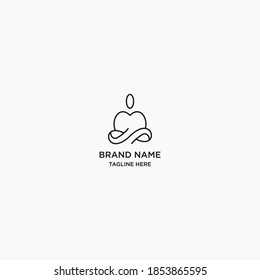 Abstract yoga human linear logo. Thread person balance logotype. Creative spa, vector mark.