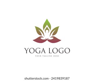 Resumen diseño de logotipo humano de yoga diseño creativo de vectores.