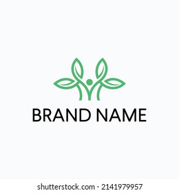 Abstract yoga human logo. Thread person flower balance logotype