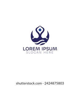 Abstract yoga human logo. Thread person flower balance logotype. Creative spa, guru vector mark.