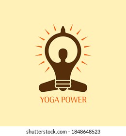 Abstract Yoga ideas logo concept man and idea bulb.
