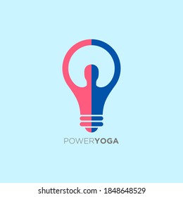 Abstract Yoga ideas logo concept man and idea bulb.