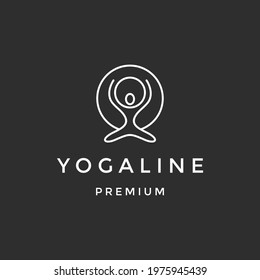 Abstract yoga linear logo. on black background