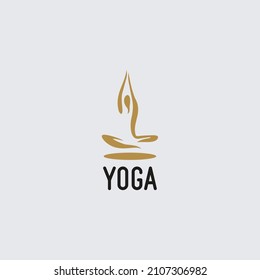 plantilla de diseño de logotipo de yoga con ilustración de posición 
