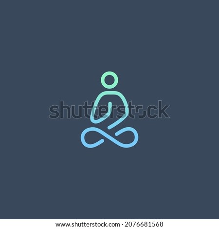 Abstract Yoga logo. Modern linear vector icon. Fitness room, Yoga center, spa facilities, lotus flower, health, spa, meditation, harmony sumbol. Man in lotus pose icon.