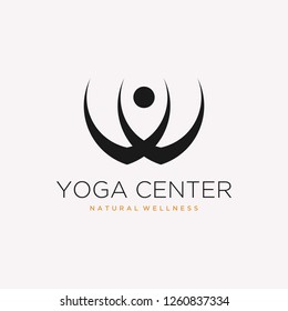 Abstract Yoga Logo template design. lotus and human abstract.modern vector logo in a linear style. Fitness room, yoga center, spa facilities, lotus flower, Fashion and beauty. - Vector