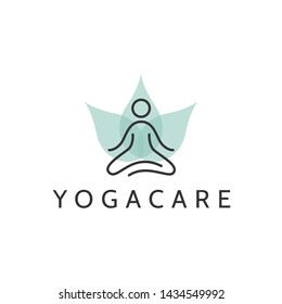 Abstract Yoga Logo Template Design Linear style. Health Spa Meditation Harmony Logotype concept. Human pose icon.