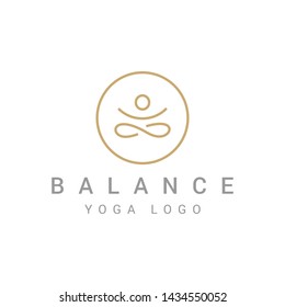 Abstract Yoga Logo Template Design Linear style. Health Spa Meditation Harmony Logotype concept. Human pose icon.