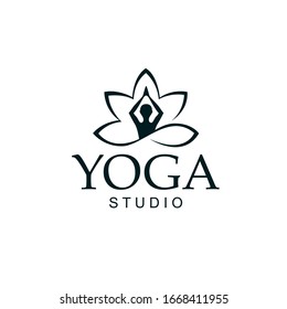 abstract yoga and lotus icon isolated on white background