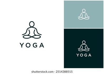 Abstract Yoga Meditation Exercise Relaxation Line Art Linear Simple Vector Logo Design Illustration