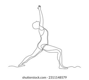 abstract Yoga Pose, gymnastics Continuous One Line Drawing