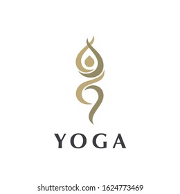Abstract Yoga pose vector logo design template. Beauty, Spa, Meditation concept.